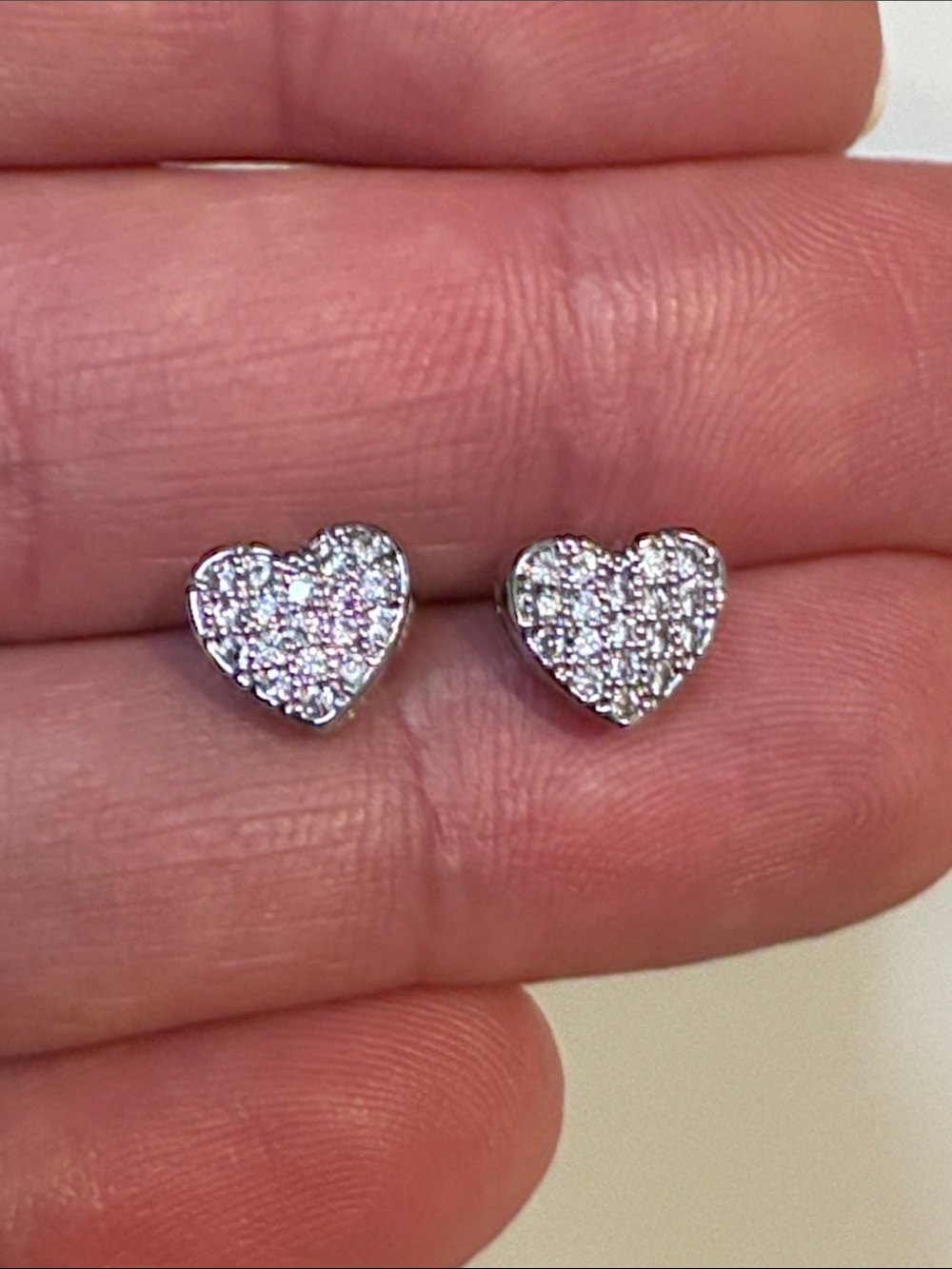 Silver Heart Pavé Stud Earrings - Sparkling crystal, surgical steel posts